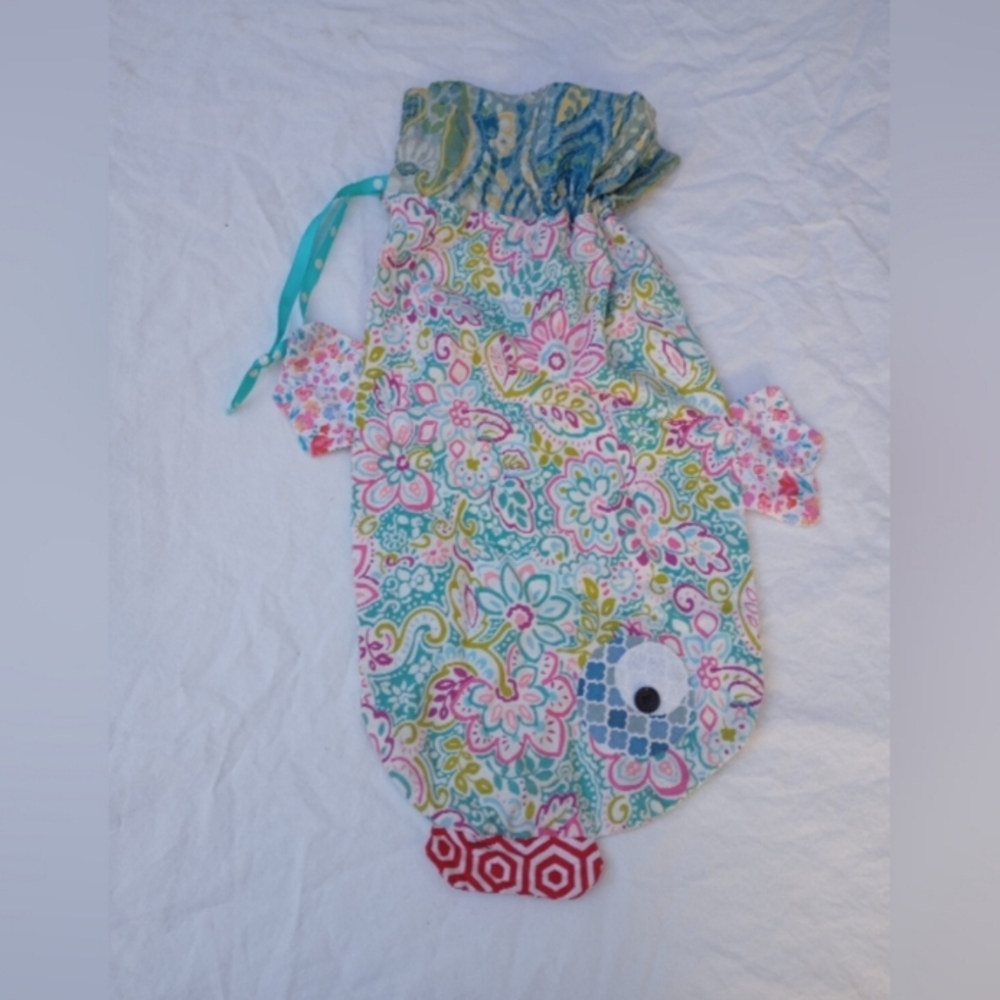 Handmade Floral Fish Shaped Bag Purse Decorative Coastal Storage Organizer Fun
